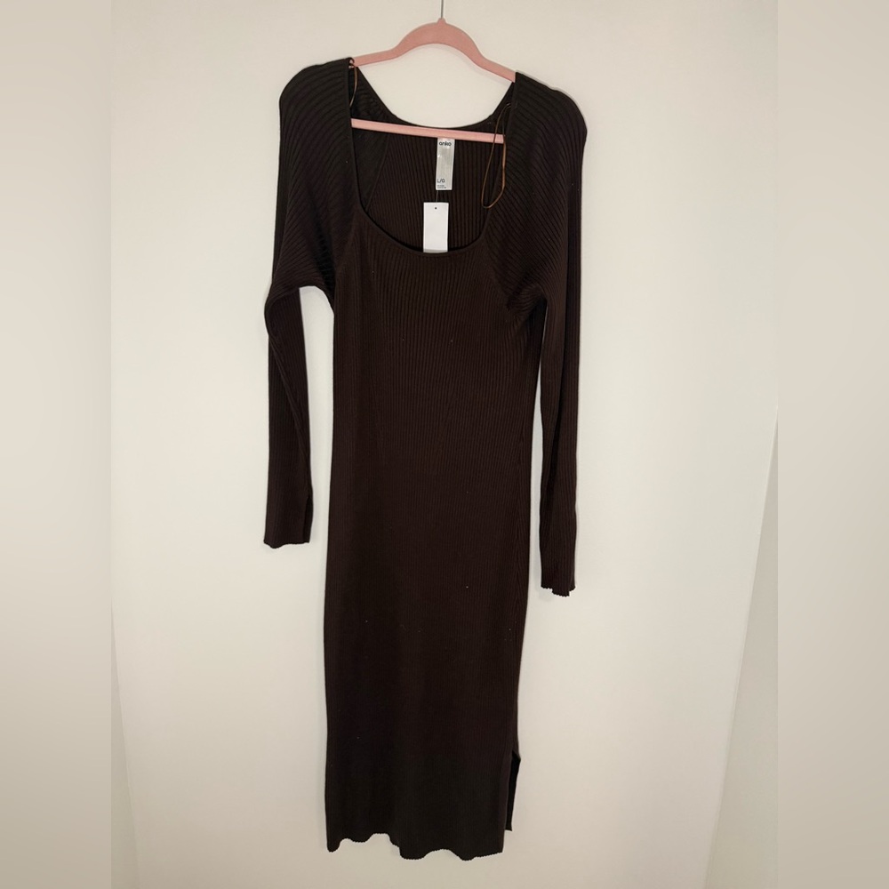 Chic Long Sleeve Brown Dress